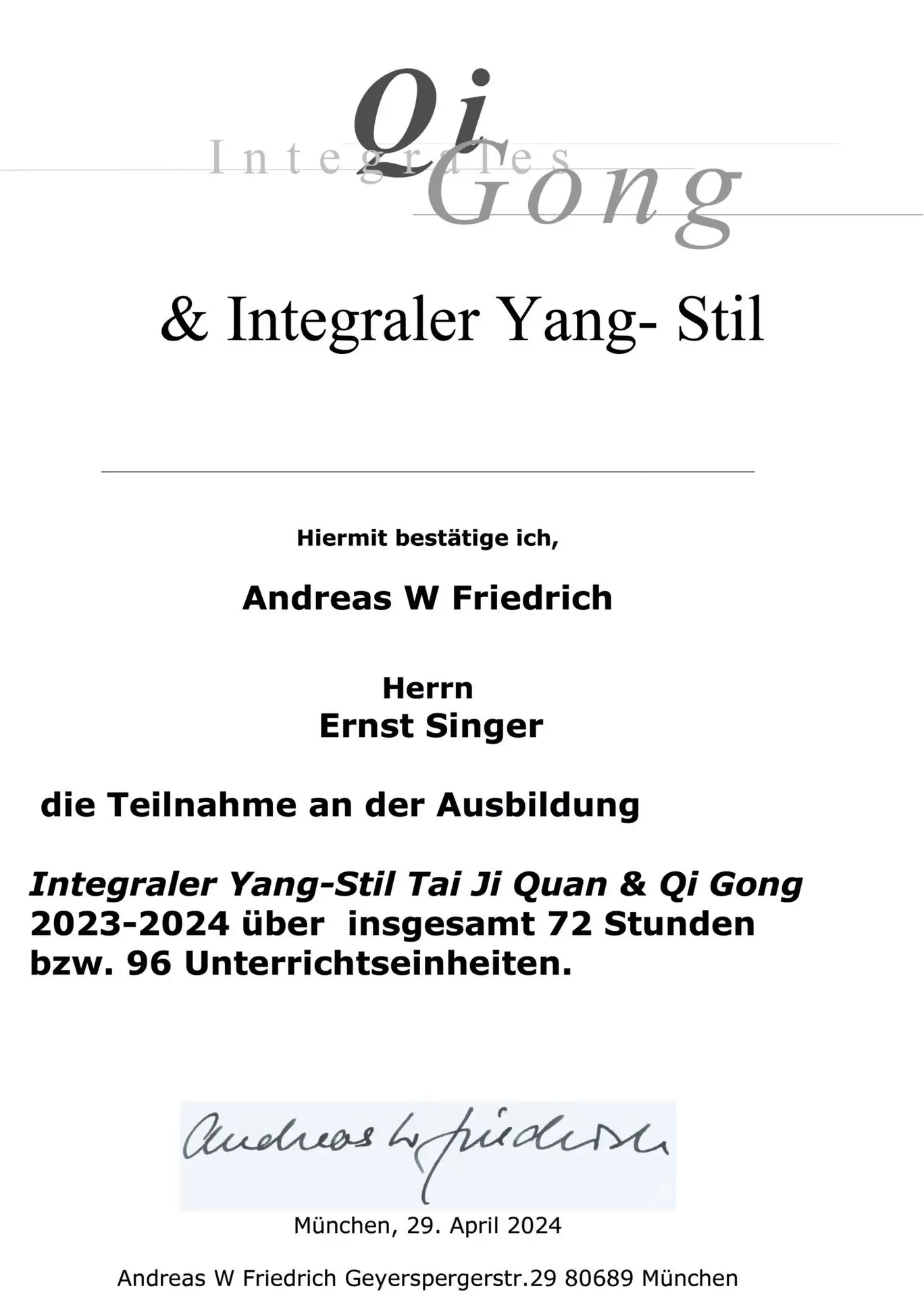 Ernst Singer - TAI JI QUAN AND QI GONG